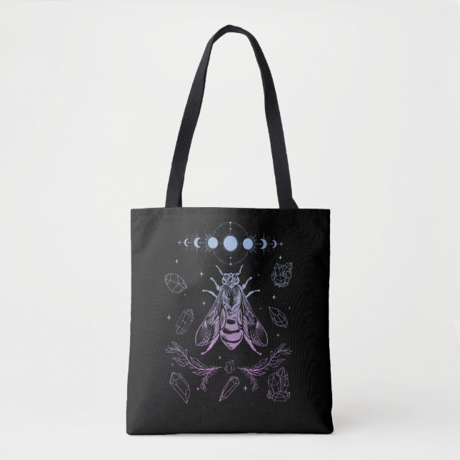 Pastel Goth Moon Insect Gothic Wicca Crescent Bee Tote Bag (Front)