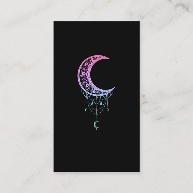 Pastel Goth Moon Kawaii Aesthetic Crescent Business Card (Front)