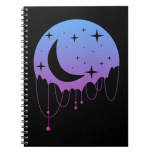 Pastel Goth Moon Kawaii Aesthetic Stars Crescent Notebook