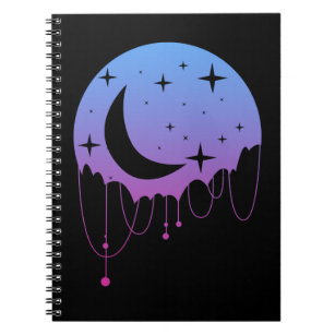 Pastel Goth Moon Kawaii Aesthetic Stars Crescent Notebook