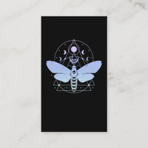 Pastel Goth Moth Moon Wiccan Crescent Skull Business Card