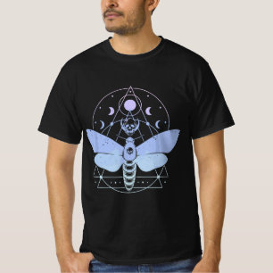 Pastel Goth Moth Moon Wiccan Crescent Skull  T-Shirt