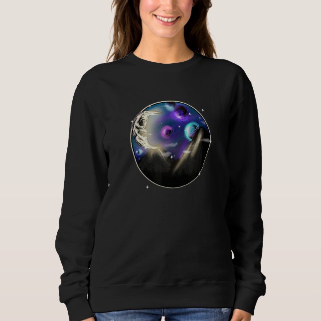 Pastel Goth Occult Skull Crescent Moon Wicca Gothi Sweatshirt (Front)