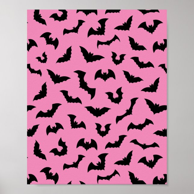 Pastel goth pink bats pattern halloween poster (Front)