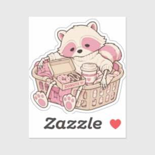 Pastel Goth Pink Racoon Skeleton Doughnut Coffee