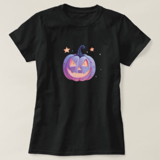 Pastel Goth Purple Pumpkin with Stars T-Shirt