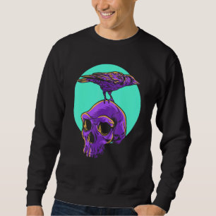 Pastel Goth Raven Crow Skull Emo Punk Gothic Bird Sweatshirt