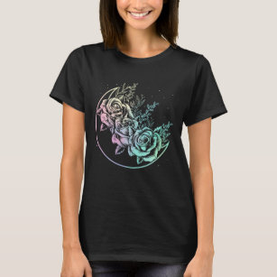 Pastel Goth Roses Moon Gothic Crescent Flowers T-Shirt