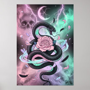 Pastel Goth Serpent & Rose Poster