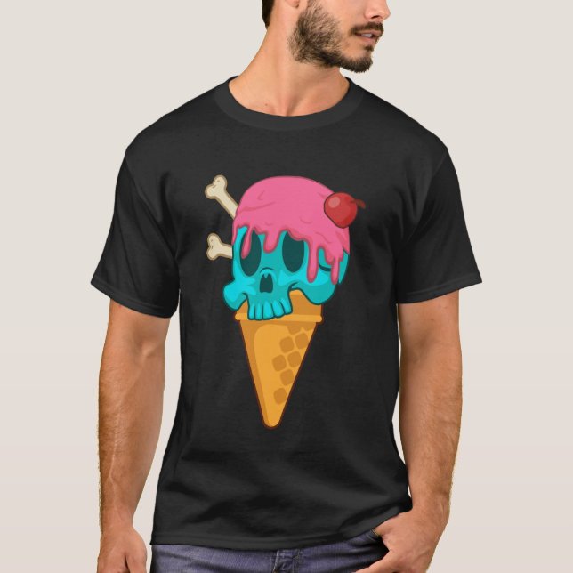 Pastel Goth Skull Ice Cream Dessert Food Ice Cream T-Shirt (Front)