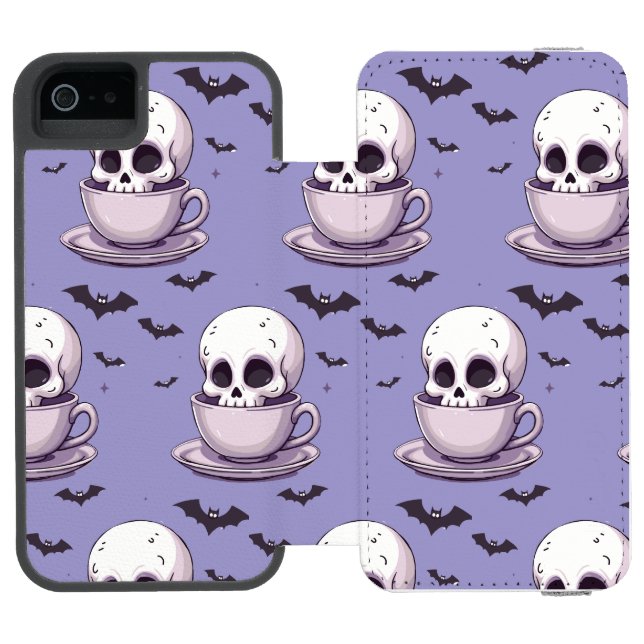 Pastel Goth Skull in Teacup Incipio iPhone Wallet Case (Folio Open)