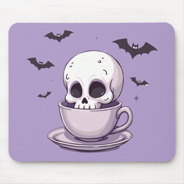 Pastel Goth Skull in Teacup Mouse Pad (Front)