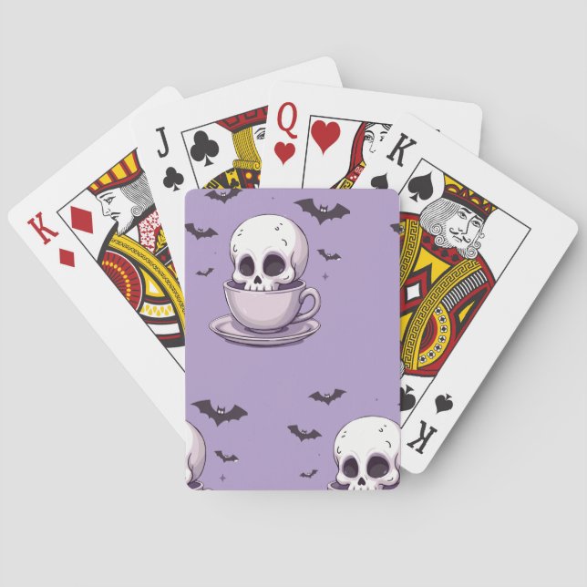 Pastel Goth Skull in Teacup Playing Cards (Back)