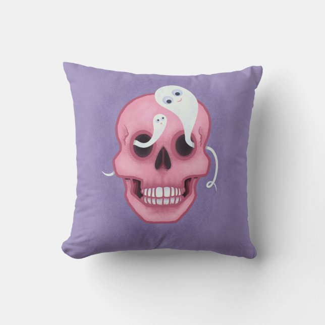 Pastel goth skull spooky cute cushion (Front)
