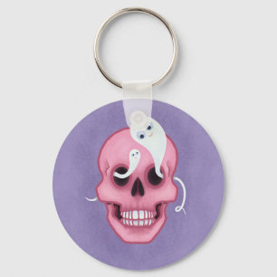 Pastel goth skull spooky cute key ring