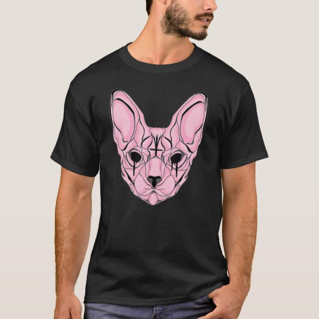 Pastel Goth Sphynx Cat T-Shirt (Front)