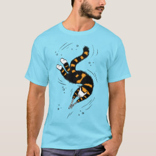 Pastel Goth Swimming Cat Skeleton T-Shirt