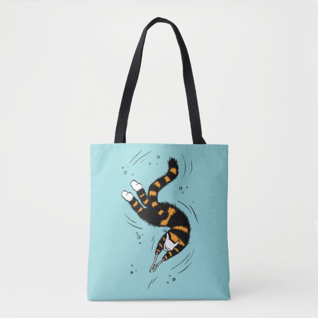 Pastel Goth Swimming Cat Skeleton Tote Bag (Front)