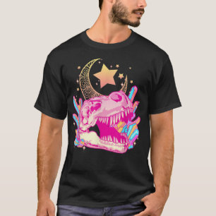 Pastel Goth T-Rex Skull Crystal Crescent Moon Aest T-Shirt