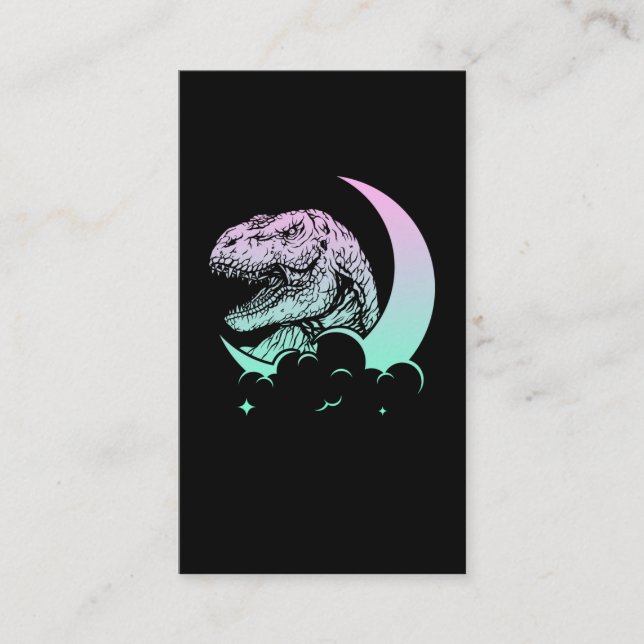 Pastel Goth Trex Moon Wiccan Dinosaurs Business Card (Front)