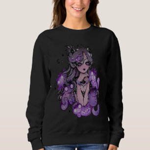 pastel goth vampire girl with cats emo punk sweatshirt