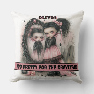 Pastel Goth Vampire Mirror Art Spooky Cushion