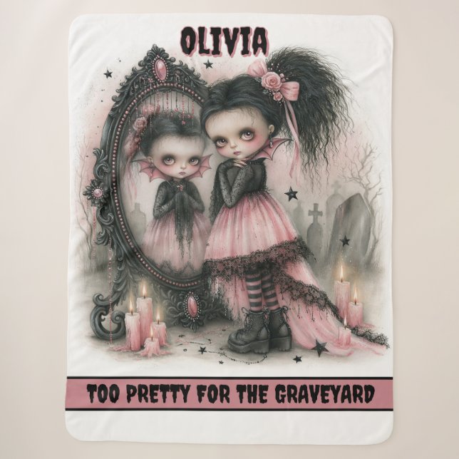 Pastel Goth Vampire Mirror Art  Spooky  Sherpa Blanket (Front)