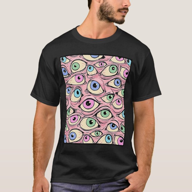 Pastel Goth Weirdcore Big Eyeballs Spooky Creepy A T-Shirt (Front)