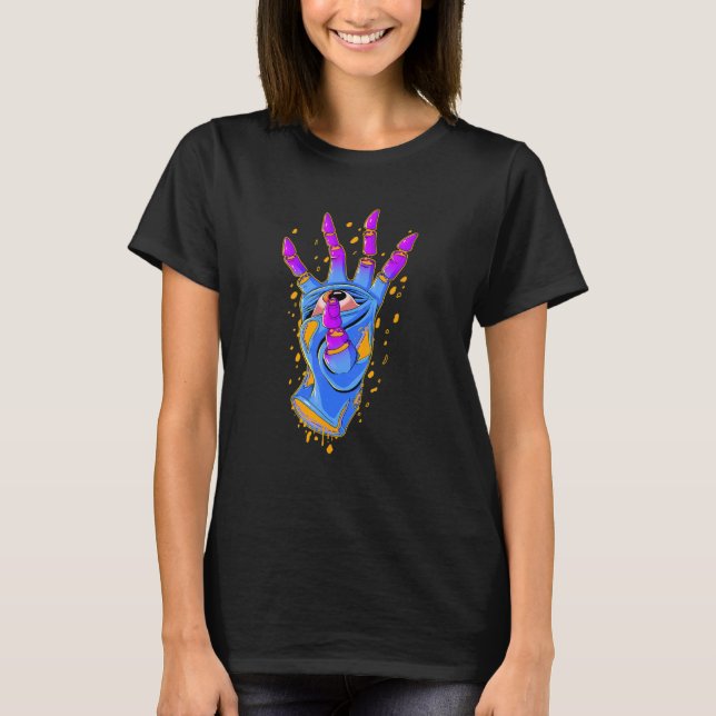 Pastel Goth Weirdcore Hand Eye Finger Cut Grudge C T-Shirt (Front)