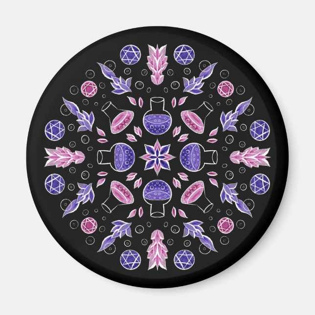 Pastel goth witch potion pentagram pink purple magnet (Front)