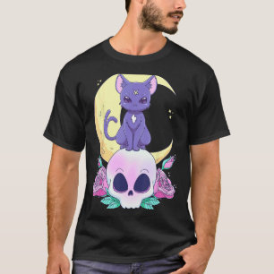 Pastel Goth Witchy Cat Cute Creepy Wiccan Cat And T-Shirt