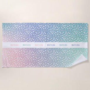 Pastel gradient and spot with stripe personalised beach towel