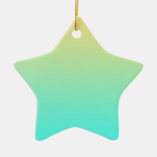 Pastel Gradient Background Turquoise Yellow Ceramic Tree Decoration (Front)