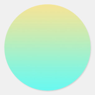 Pastel Gradient Background Turquoise Yellow Classic Round Sticker
