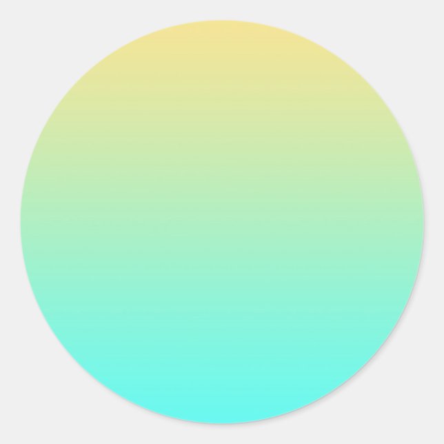 Pastel Gradient Background Turquoise Yellow Classic Round Sticker (Front)