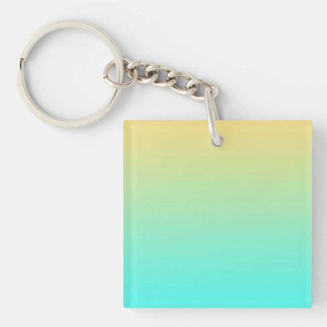 Pastel Gradient Background Turquoise Yellow Key Ring (Front)