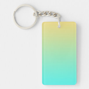 Pastel Gradient Background Turquoise Yellow Key Ring