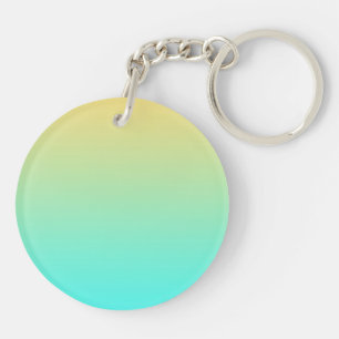 Pastel Gradient Background Turquoise Yellow Key Ring