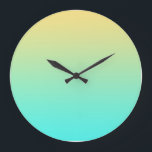 Pastel Gradient Background Turquoise Yellow Large Clock<br><div class="desc">A simple background consisting of a gradient of yellow to teal.</div>