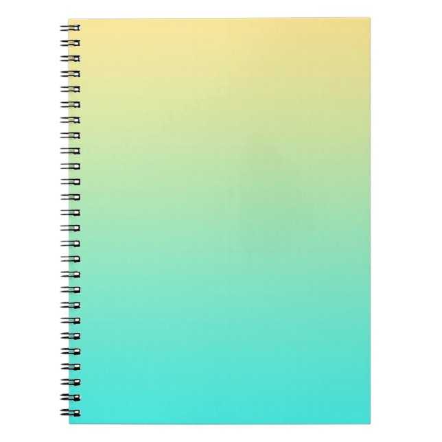 Pastel Gradient Background Turquoise Yellow Spiral Notebook (Front)