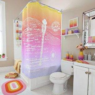 Pastel gradient dragonfly shower curtain