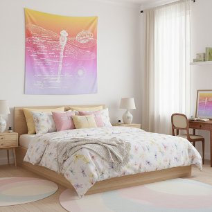 Pastel gradient dragonfly tapestry