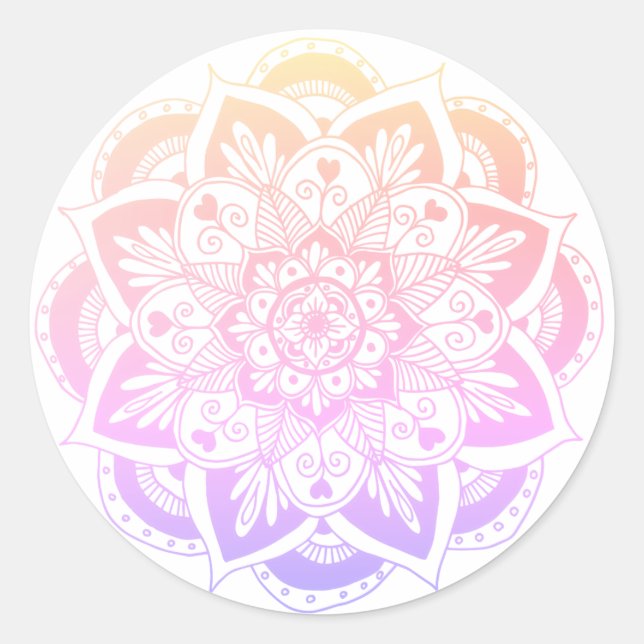 Pastel Gradient Flower Mandala Sticker (Front)