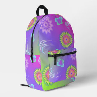 Pastel Gradient Flowers and Butterflies Printed Backpack