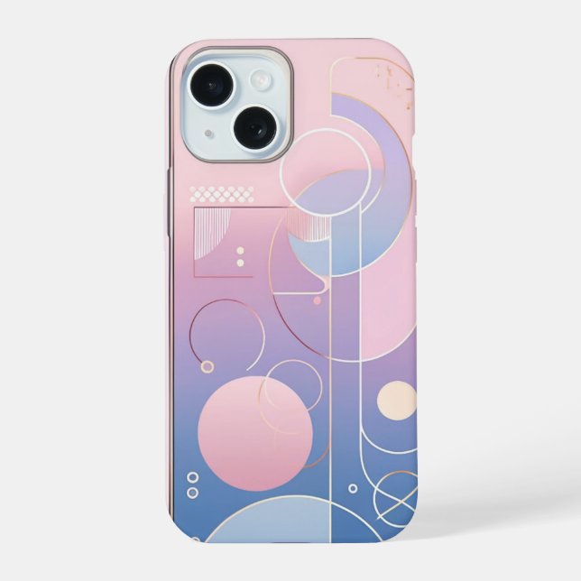 Pastel Gradient Geometric iPhone 15 Case (Back)