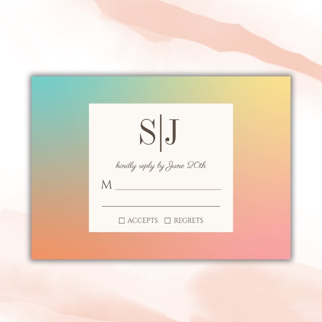 Pastel Gradient Rainbow Wedding RSVP Card (Creator Uploaded)