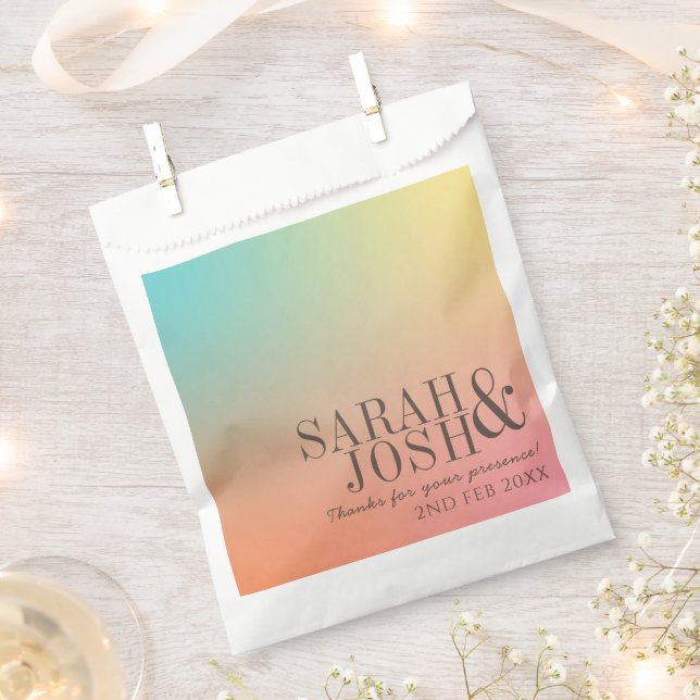 Pastel Gradient Retro Colourful Ombre Wedding  Favour Bags (Clipped)