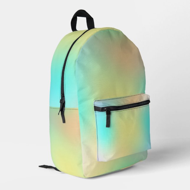 Pastel gradient tone colourful futuristic  printed backpack (Back Corner Left)