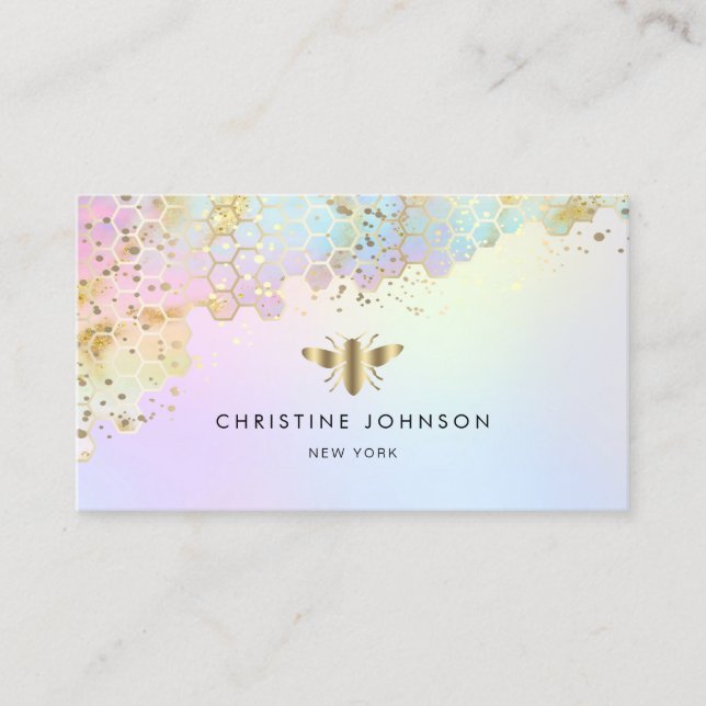 pastel gradients bee business card (Front)