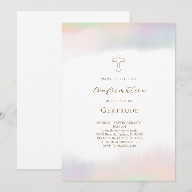 pastel gradients borders Confirmation Invitation (Front/Back)